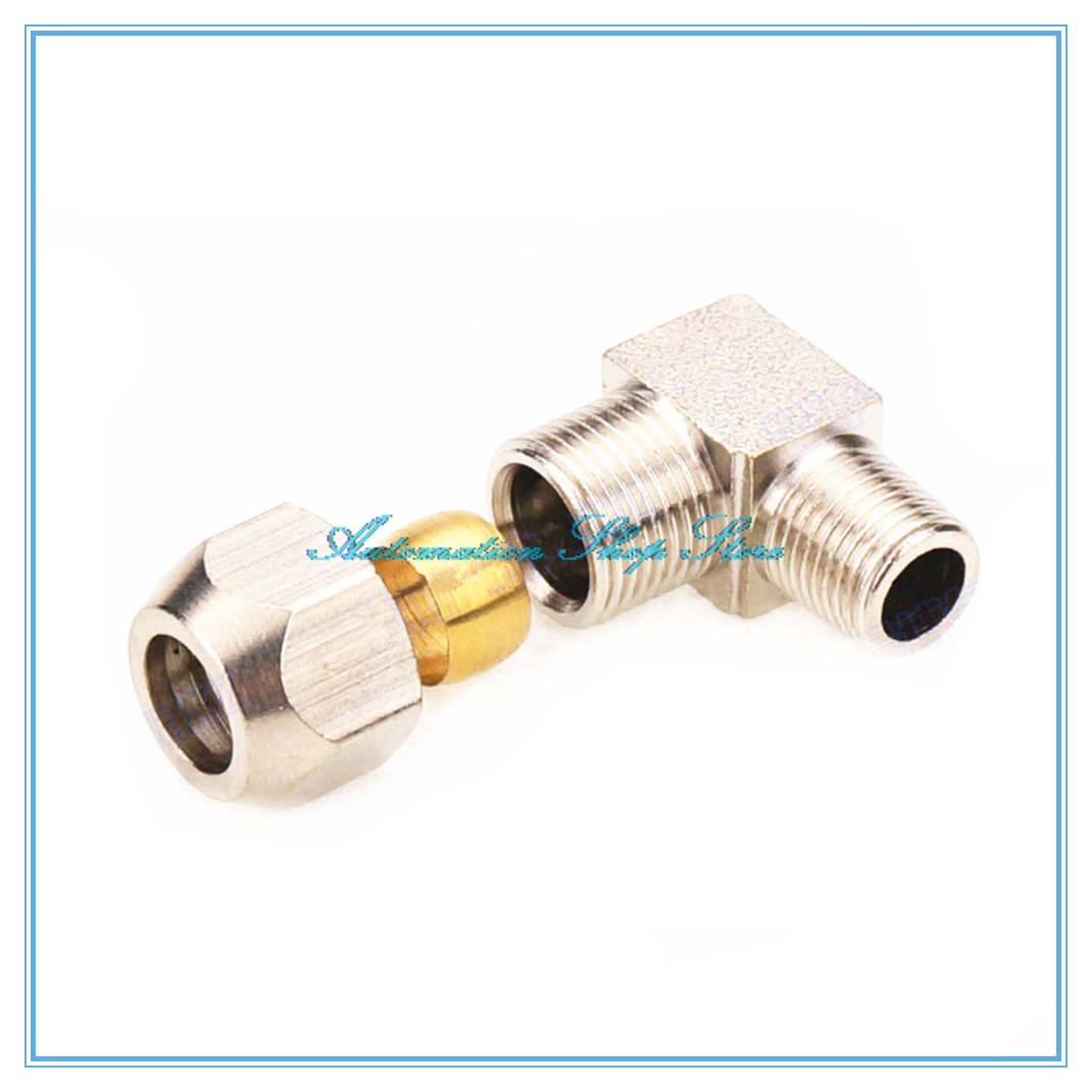 Compression Fitting Brass - อุปกรณ์นิวเมติกชายกระทู้ข้อศอกทองเหลืองพอดี4 6 8 10 12มิลลิเมตรODหลอดC Ouplerเชื่อมต่ออะแดปเตอร์