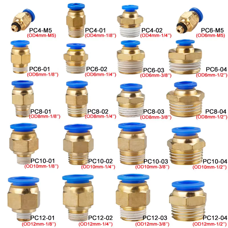 Compression Fitting Brass - 10/50PCS PNEUMATIC FITTING Air Connector PC
